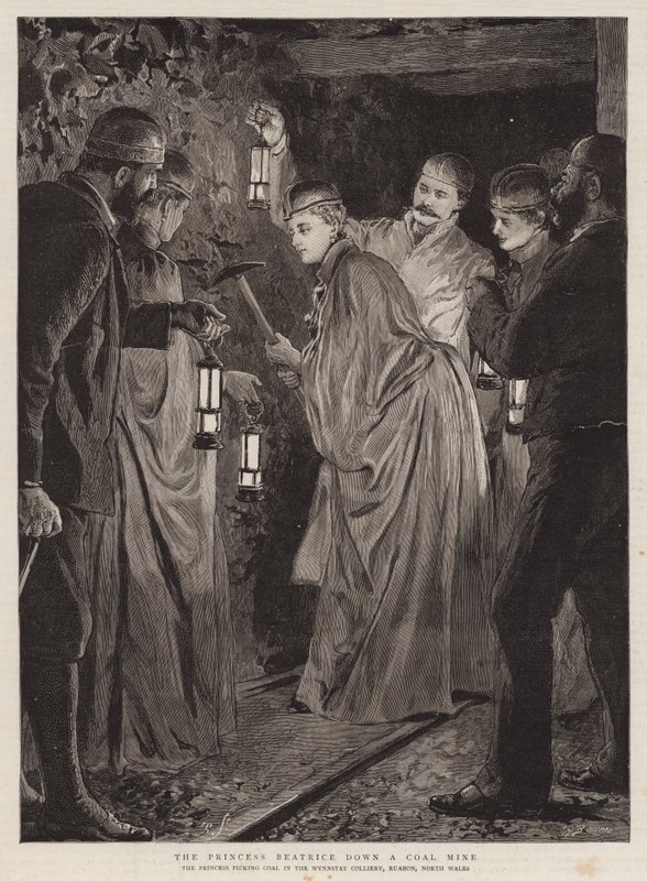 Die Prinzessin Beatrice in einem Kohlebergwerk von Robert Barnes