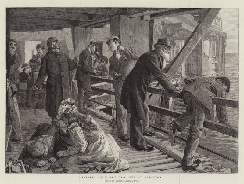 Angeln vom alten Pier in Brighton von Robert Barnes