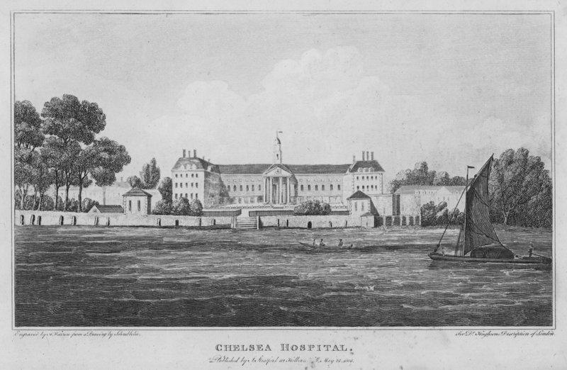 Chelsea Hospital (Gravur) von Robert Blemell (after) Schnebbelie