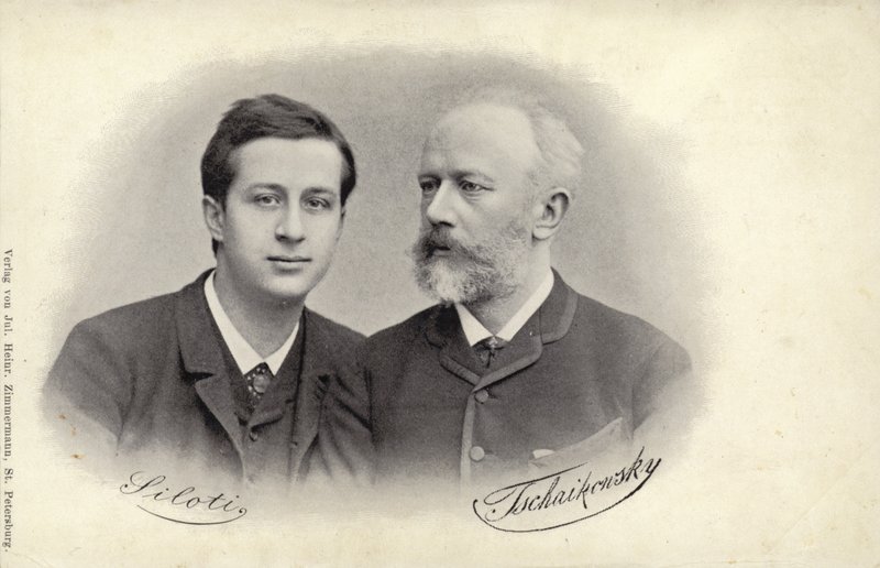 Porträt von Siloti und Tschaikowski von Russian Photographer