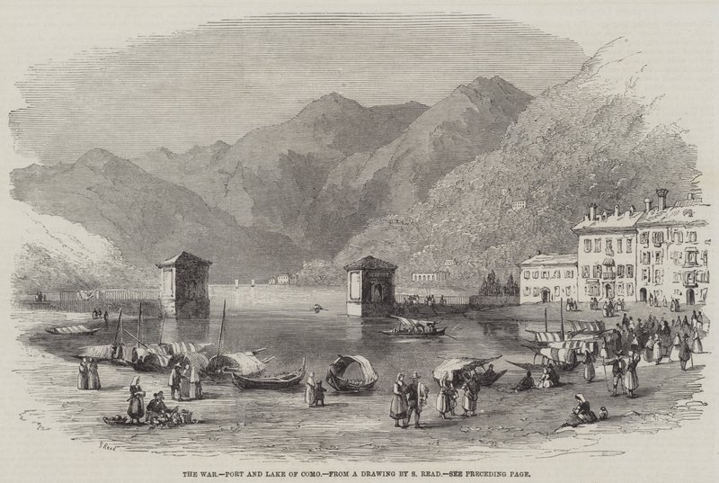 Der Krieg, Hafen und See von Como von Samuel Read