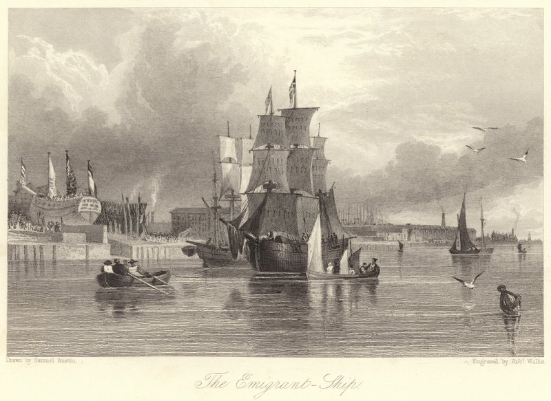 Der Auswanderer, Schiff (Gravur) von Samuel (after) Austin