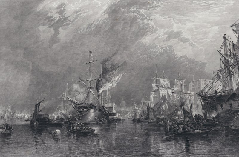 Der Hafen von London (Gravur) von Samuel (after) Bough