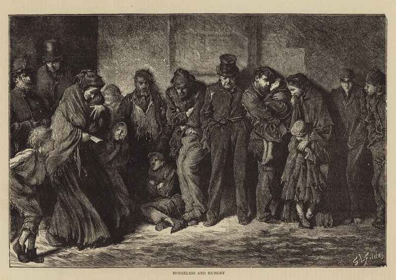 Obdachlos und hungrig von Samuel Luke Fildes