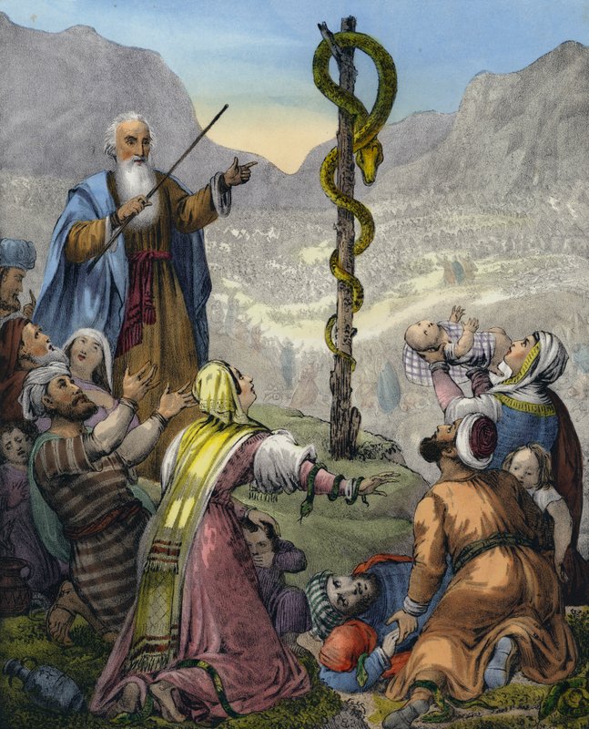 Die eherne Schlange (farbiger Stich) von Siegfried Detler Bendixen