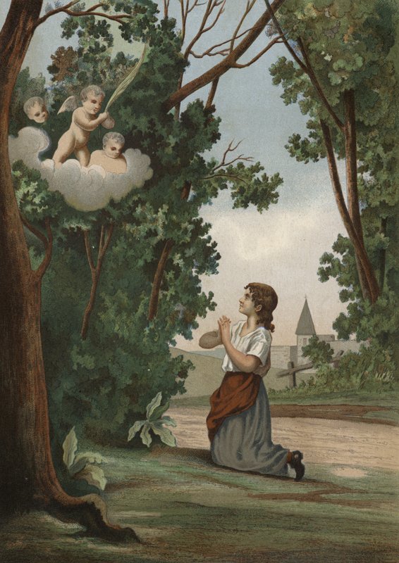 Johanna von Orléans sieht eine Vision im Wald von Spanish School