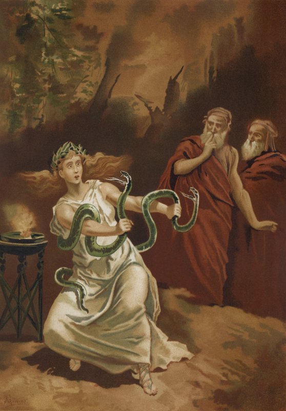 Die Pythia des Tempels von Apollo in Delphi von Spanish School