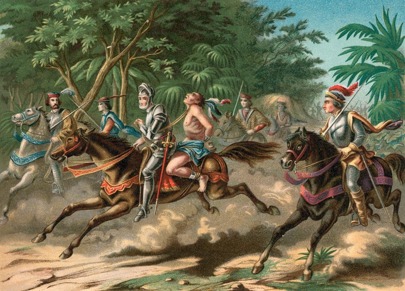 Gefangennahme des Häuptlings Caonabo auf Hispaniola von Spanish School