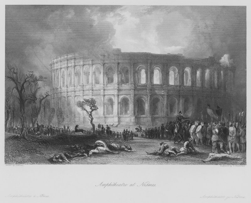 Amphitheater in Nimes (Stich) von Thomas (after) Allom