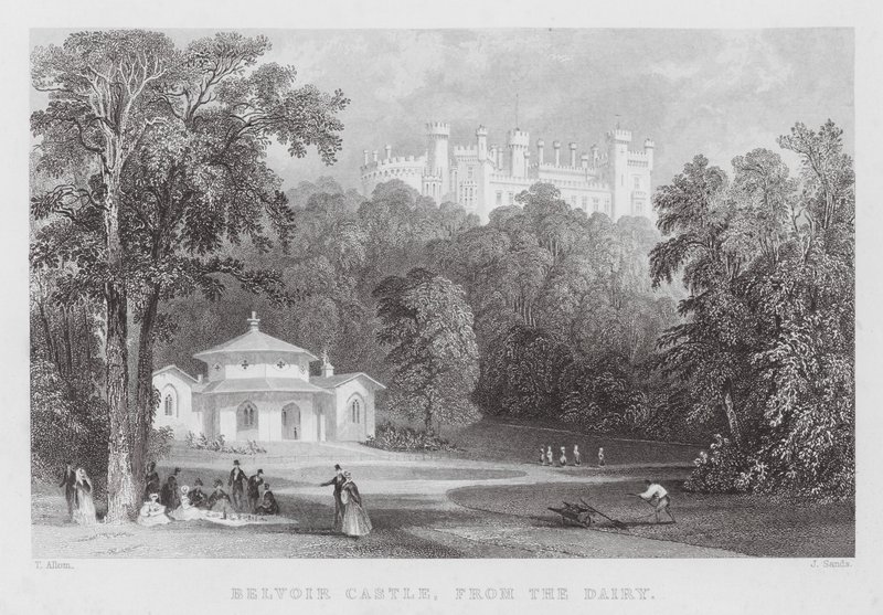 Belvoir Castle, von der Molkerei aus von Thomas (after) Allom