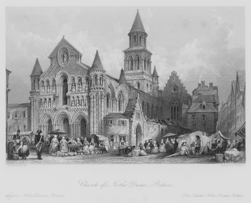 Kirche Notre Dame, Poitiers (Gravur) von Thomas (after) Allom