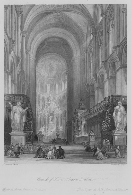 Kirche Saint Sernin, Toulouse (Stich) von Thomas (after) Allom