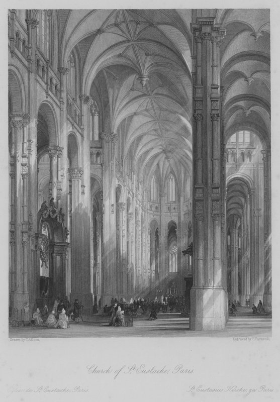 Kirche St. Eustache, Paris (Stich) von Thomas (after) Allom