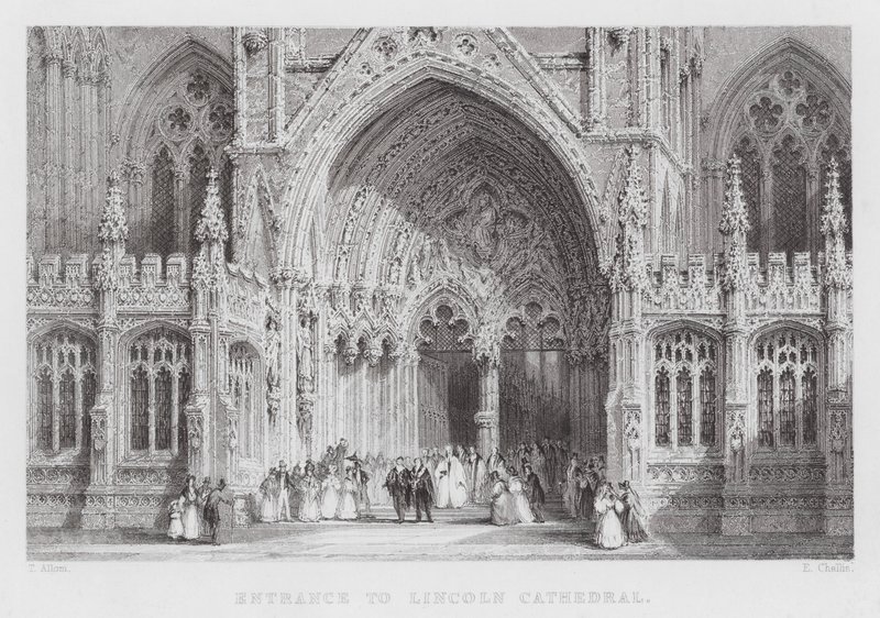 Eingang zur Kathedrale von Lincoln (Stich) von Thomas (after) Allom