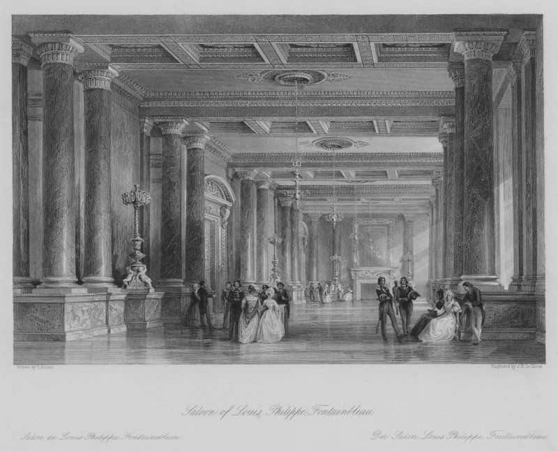 Salon von Louis Philippe, Fontainebleau (Stich) von Thomas (after) Allom