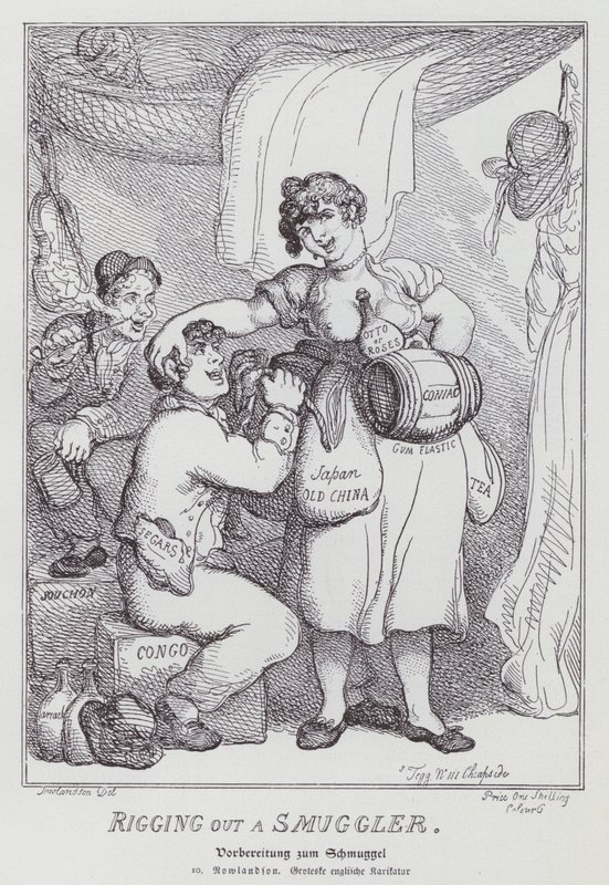 Ausrüstung eines Schmugglers (Lithografie) von Thomas (after) Rowlandson