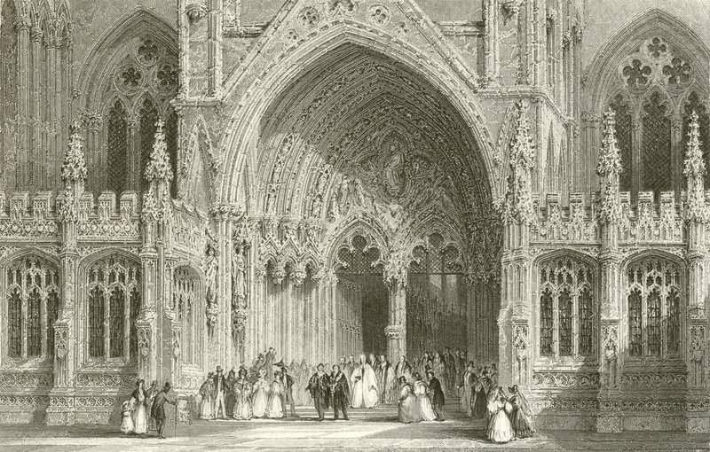 Eingang zur Kathedrale von Lincoln von Thomas Allom