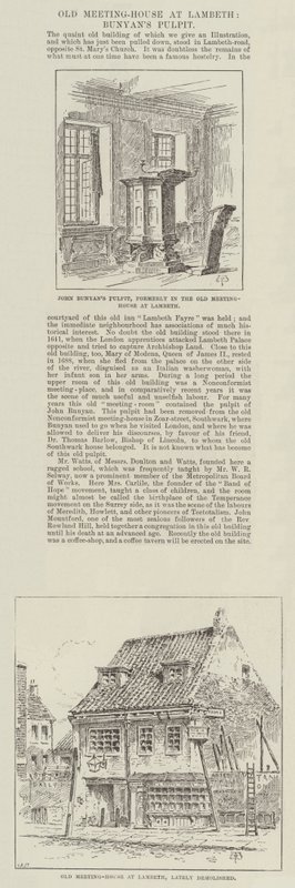 Altes Versammlungshaus in Lambeth, Bunyans Kanzel von Thomas Harrington Wilson