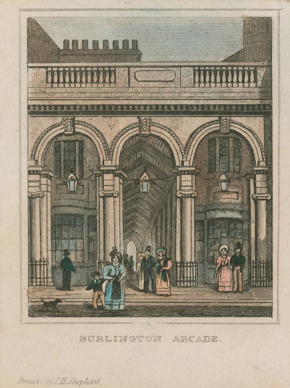 Außenansicht der Burlington Arcade von Thomas Hosmer Shepherd