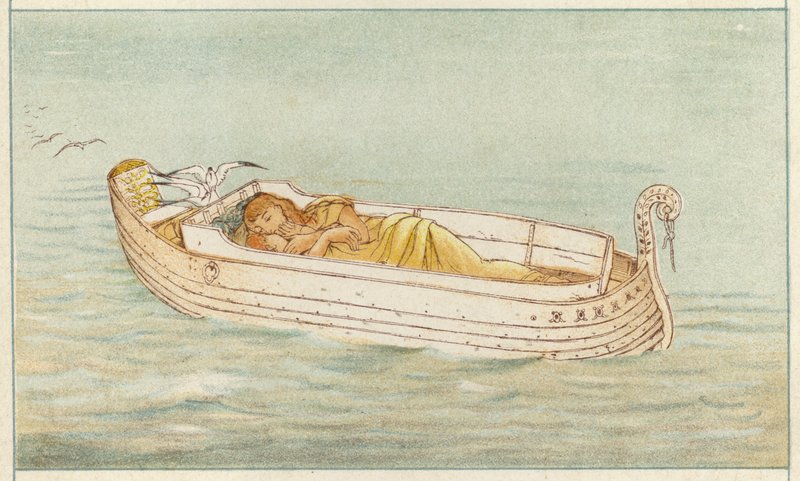Danae und Perseus (Farblithografie) von Thomas Ralph Spence