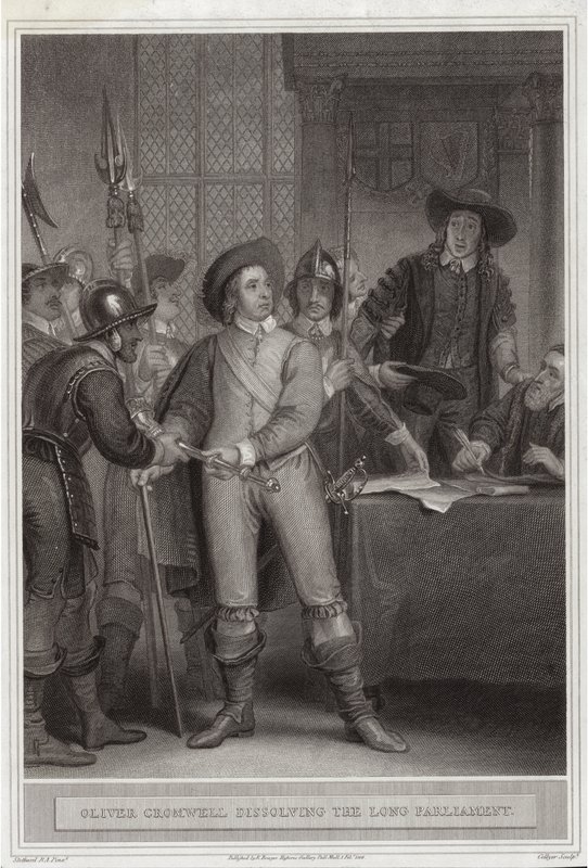 Oliver Cromwell (1599-1658) löst das Lange Parlament auf von Thomas Stothard