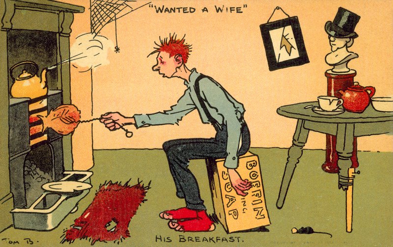 Gesucht: eine Frau (Chromolitho) von Tom Browne