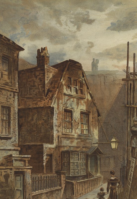 Altes Haus hinter Ludgate (Chromolithographie) von Waldo Sargeant