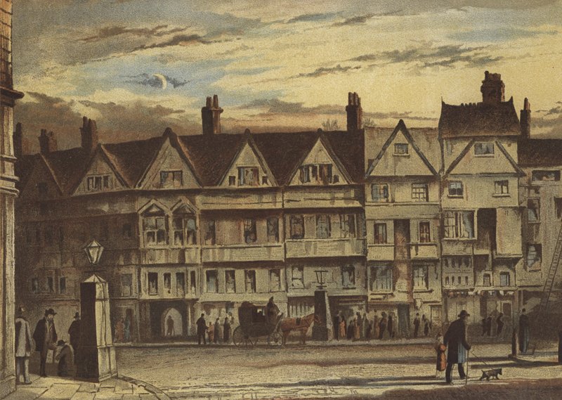 Alte Häuser, Holborn Bars (Chromolitho) von Waldo Sargeant