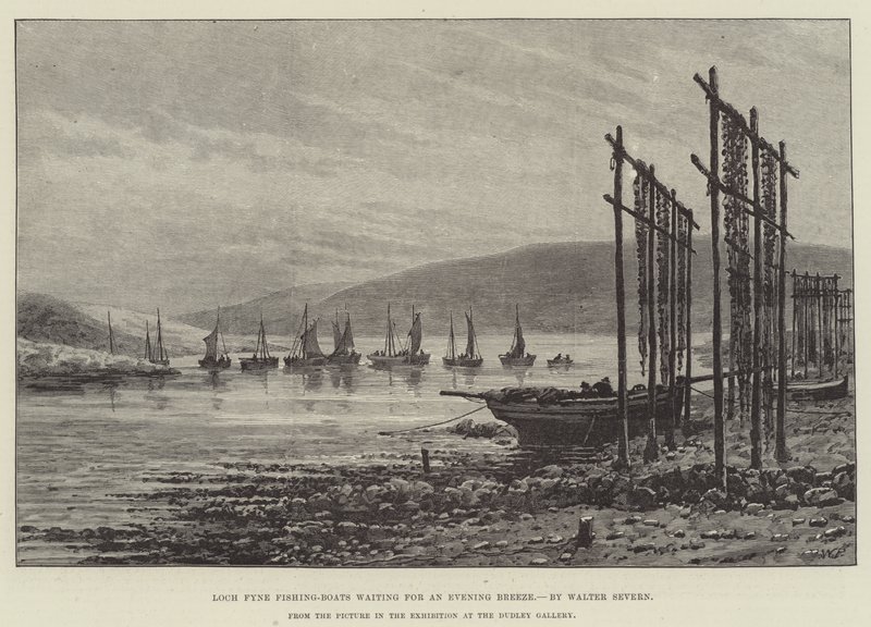 Loch Fyne Fischerboote warten auf eine Abendbrise von Walter Severn
