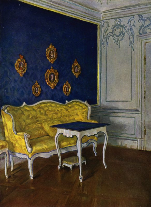 Blauer Salon im Schloss Weikersheim, Württemberg, Rokokodekoration, um 1740 von Wilhelm Beckmann