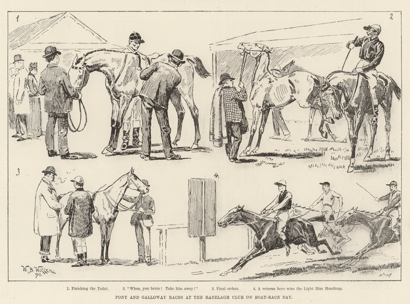 Pony- und Galloway-Rennen im Ranelagh Club am Boot-Race-Tag von William Barnes Wollen