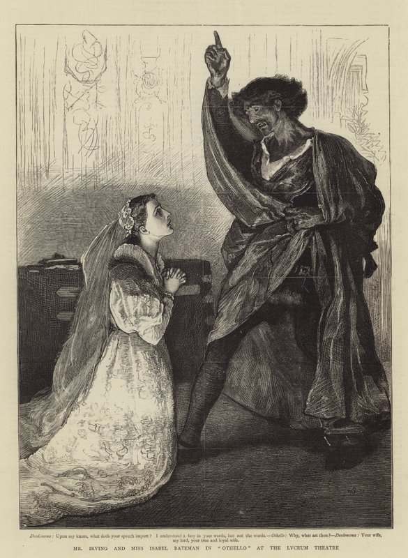 Mr. Irving und Miss Isabel Bateman in Othello im Lyceum Theatre von William Small