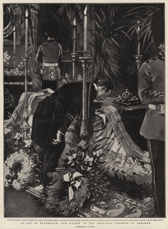 Ein Akt der Ehrfurcht, der Kaiser in der Chapelle Ardente in Osborne von William T. Maud