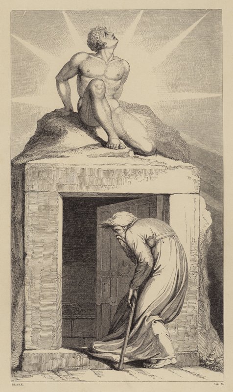 Todes Tür, Illustration für Robert Blairs Gedicht Das Grab von William after Blake