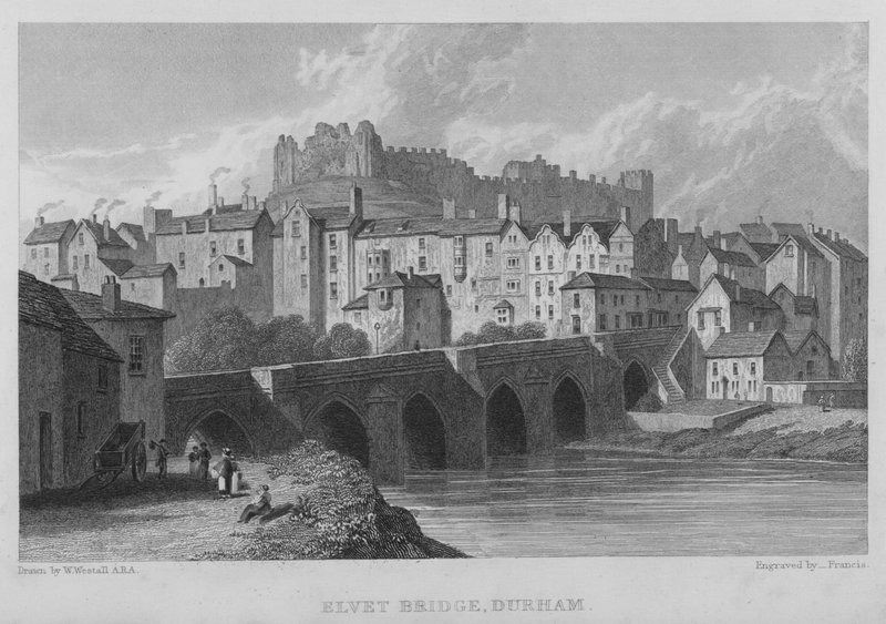 Elvet Brücke, Durham (Stich) von William (after) Westall