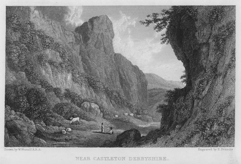 In der Nähe von Castleton, Derbyshire (Stich) von William (after) Westall