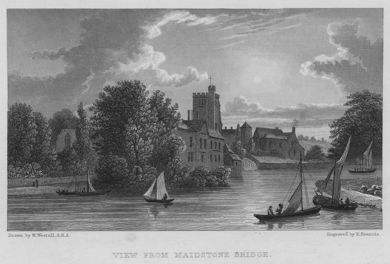 Blick von der Maidstone-Brücke (Stich) von William (after) Westall