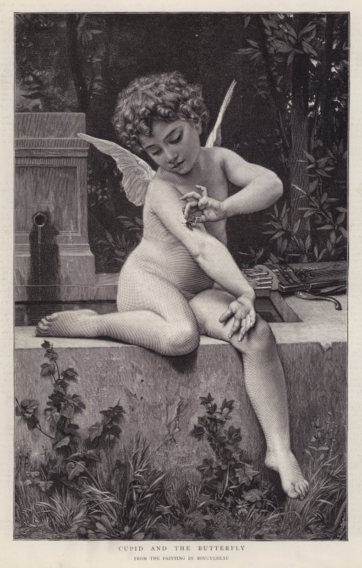 Amor und der Schmetterling von William Adolphe (after) Bouguereau
