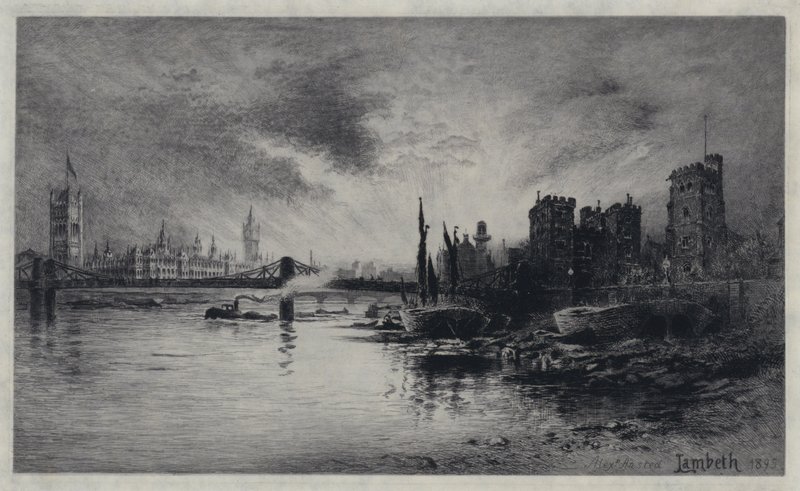 Lambeth Palace (Radierung) von William Alexander Ansted