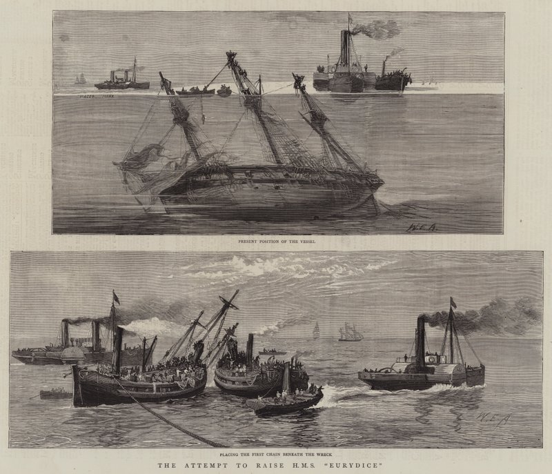 Der Versuch, die HMS Eurydice zu heben von William Edward Atkins