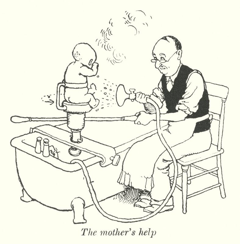 Die Hilfe der Mutter (Litho) von William Heath Robinson