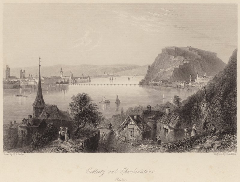 Koblenz und Ehrenbreitstein von William Henry (after) Bartlett