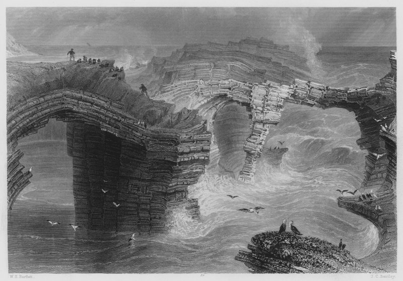 Natürliche Brücken, nahe Kilkee (Stich) von William Henry (after) Bartlett
