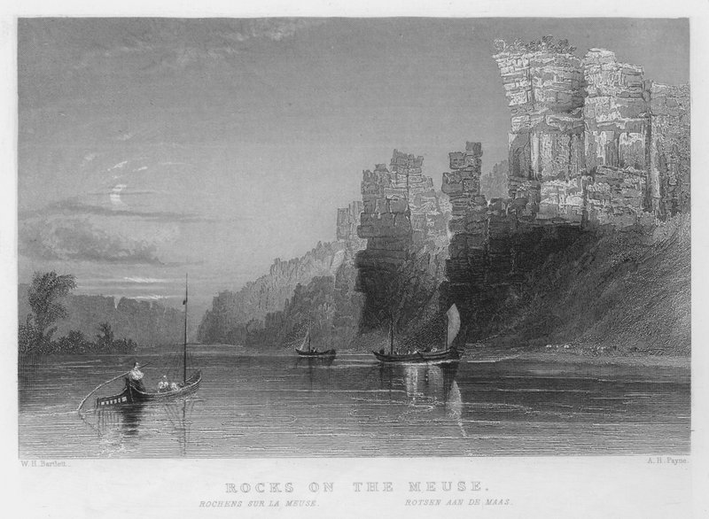 Felsen an der Maas (Stich) von William Henry Bartlett