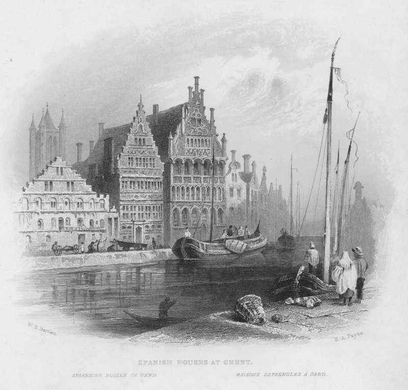 Spanische Häuser in Gent (Stich) von William Henry Bartlett