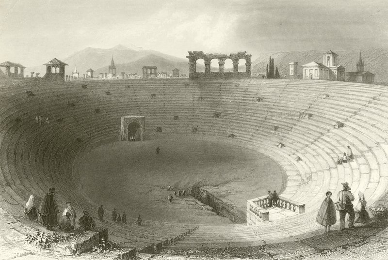 Das Amphitheater, Verona von William Henry Bartlett