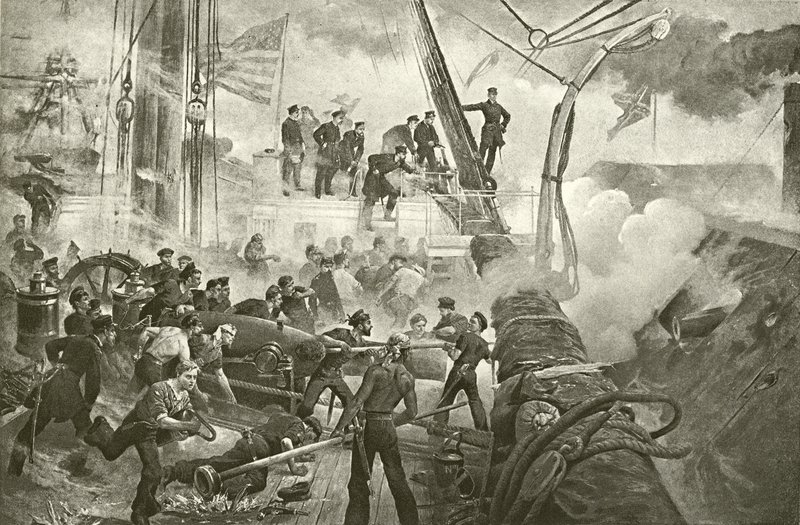 Farragut in der Mobile Bay (Gravur) von William Heysham Overend