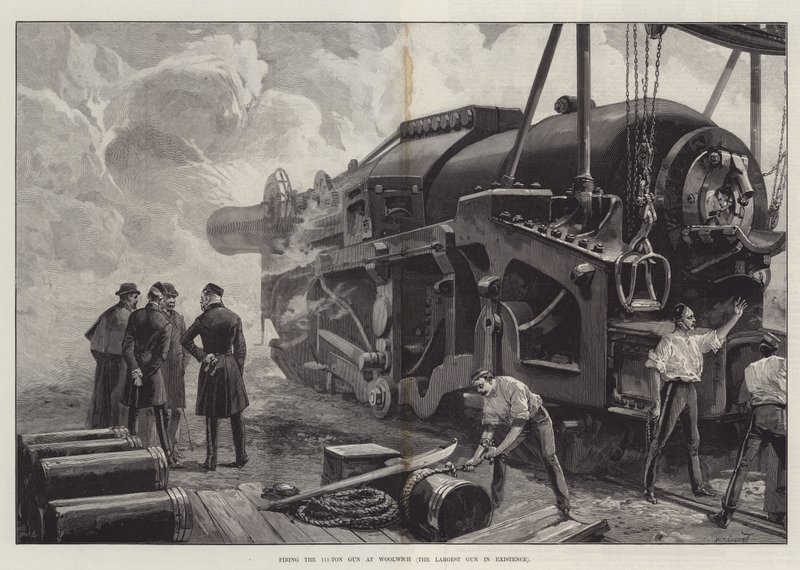 Abfeuern der 111-Tonnen-Kanone in Woolwich von William Heysham Overend