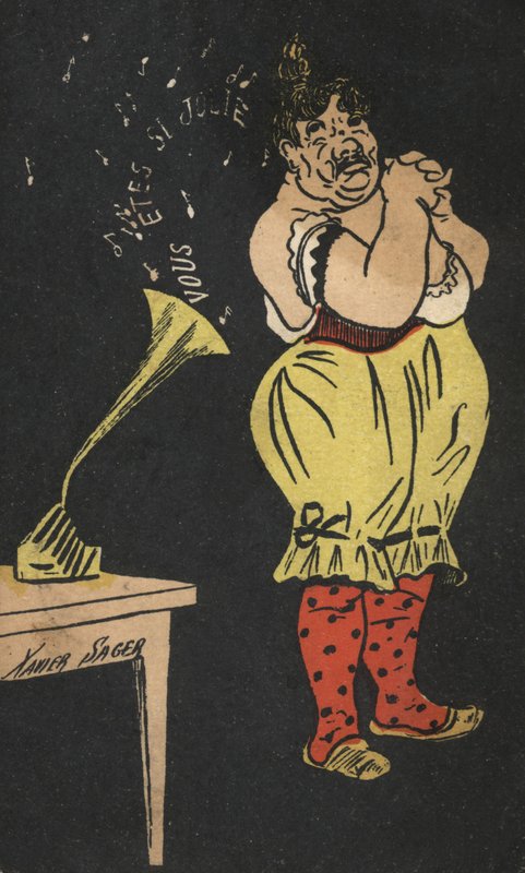 Frau mit Grammophon von Xavier Sager