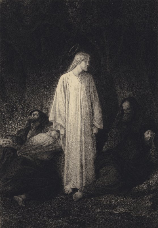 Jesus und die schlafenden Jünger von after Albert Robida